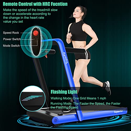 Image of GYMAX Walking Pad, 4.75HP Under Desk Treadmill with LED Touch Screen, App Control, Built-in Speaker & Handle, 2 in 1 Folding Compact Portable Treadmill for Home Small Space