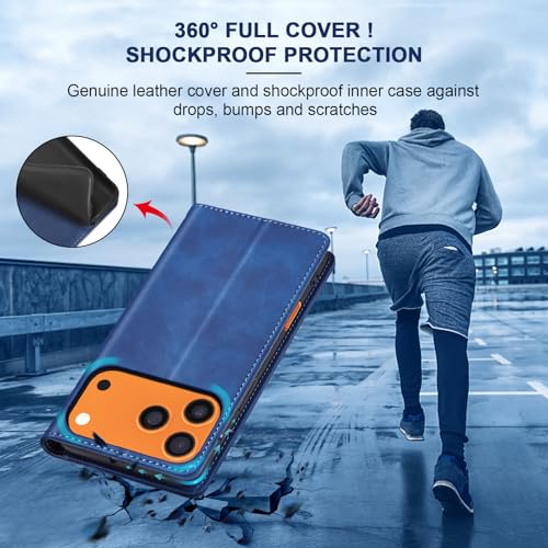 Image of Jasonyu Flip Wallet Case for iPhone 18 Pro Max /17 Pro Max,Blue