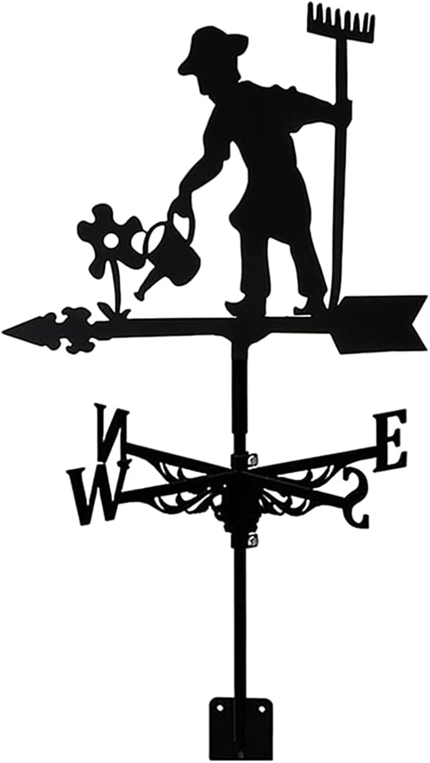 Weather Vane Weathervane Cast Iron Weathervane Metal Iron Wind Vane Retro Weather Vane Garden Patio Yard Ornament Decoration Gardener Weathervane