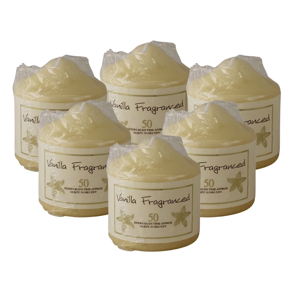 Pride Home & Garden 50 Hour Phg Premium Edition Vanilla Fragranced Pillar Candles | Stylish Long-Lasting Scented Pillar Candles | Classic Pillar Candles | Decorative Pillar Candles | Multipack (Pack Of 6, )
