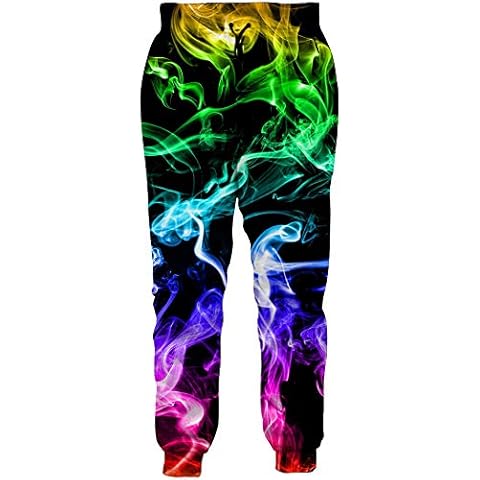 Loveternal Mens Printed Joggers XXL 3D Funny Trousers Men Colorful Smoke Pattern Hipster Cool Joggers Pants Casual Workout Sweatpants XXL Cover