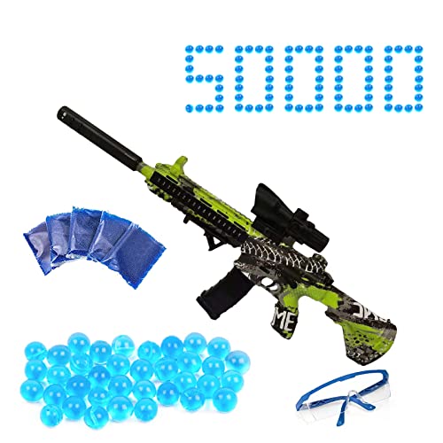 Automatic Gel Ball Blaster Toy - M416 Gel Ball Blaster Water Ball Blaster with 50000 Water Gel Beads for Adults Shooting Battle Games Automatic Splatter Outdoor (Green)