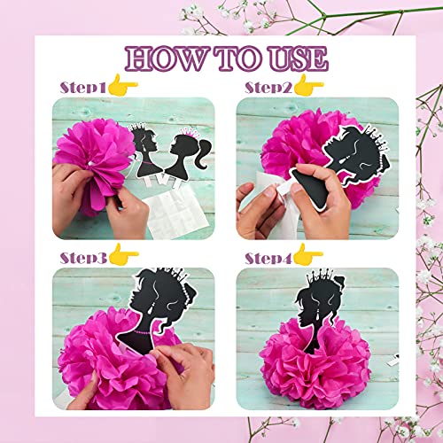 Palksky 6 Pcs Girl Birthday Party Decorations Supplies - Pink Table Centerpieces Paper Flowers For Paris Princess Theme Party #TOP6