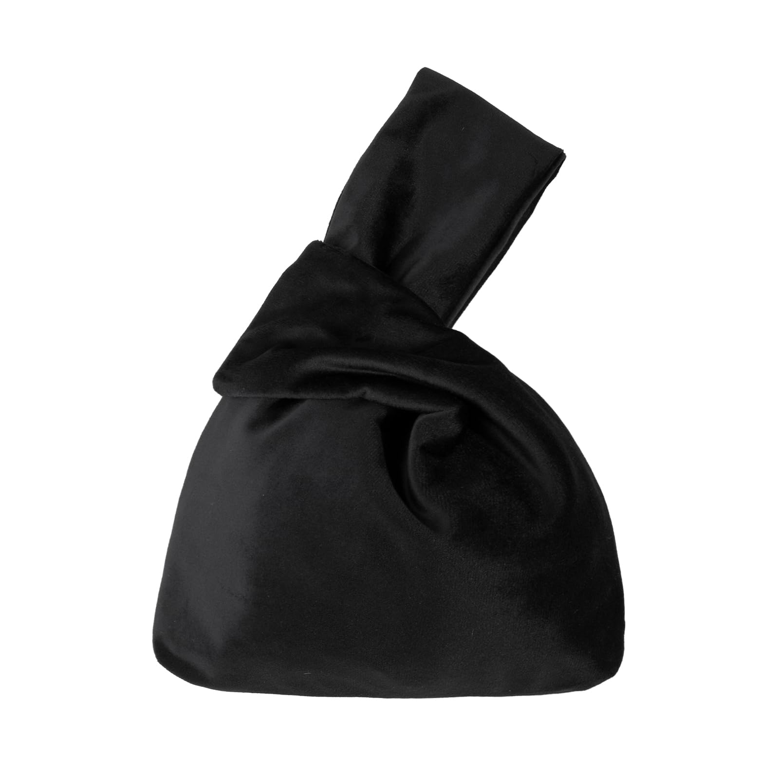 Muka Velvet Knot Bag, Black Luxury Evening Bag Knot Closure, Wrist