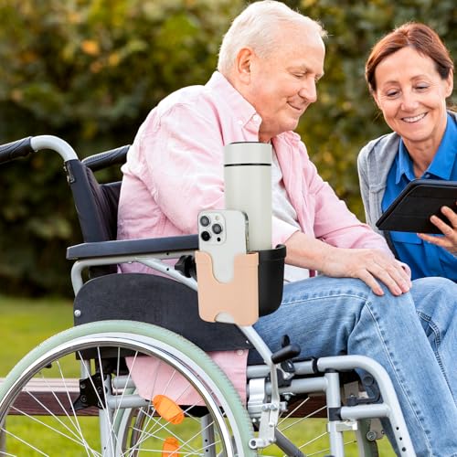 Image of Accmor 2-in-1 Walker Cup Holder with Phone Holder, Wheelchair Cup Holder, Rollator Cup Holder, Cup Phone Holder for Walker, Wheelchair, Rollator, Mobility Scooter
