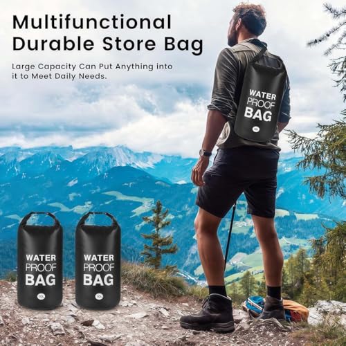 Bolsa seca impermeable con correa para el hombro y cierre enrollable de 5 litros (azul) miniatura 6