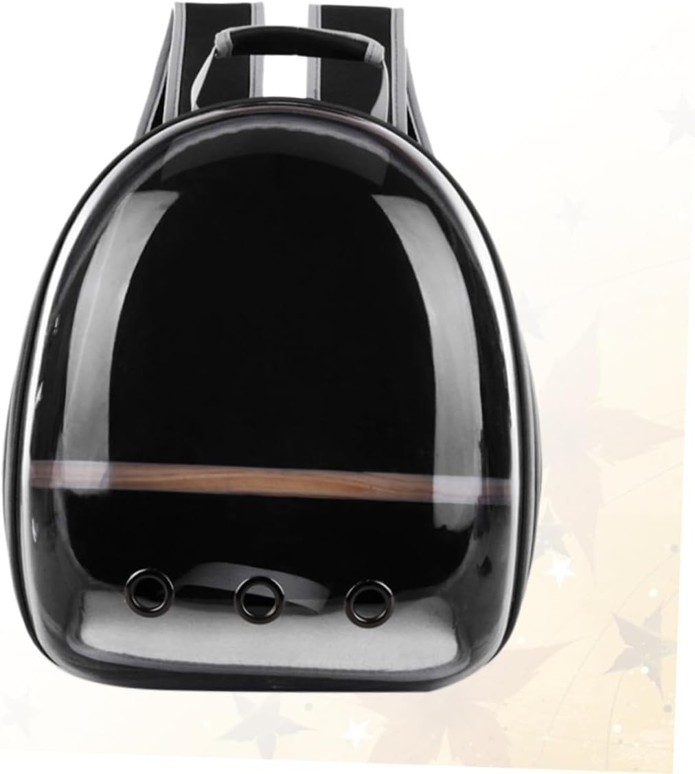 BESPORTBLE Portable Parrot Backpack Carrier Bag Breathable Outdoor Space Capsule with Wooden Bar for Pet Travel and Comfortable for Birds Black