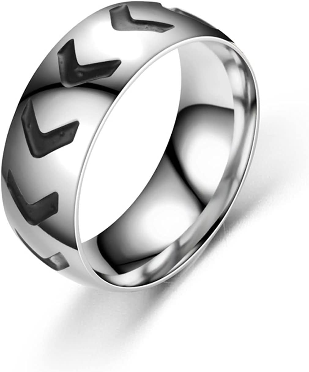 Wedding Rings Silver Black Ring Arrow Pattern, Stainless Steel Couple Rings image 5