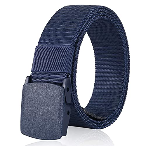 Image of Tactical Nylon Web Belt, Black, Lightweight Plastic Buckle, No-Snag Design, Airport-Friendly, 120cm