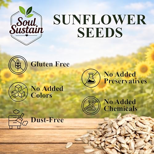 Image of SoulSustain Sunflower Seeds 200 GM, Shelled Sunflower Kernels for Snacking, Baking, Salads and Trail Mix, Vegan Protein, Keto Friendly, Non GMO, Bulk Snack Food