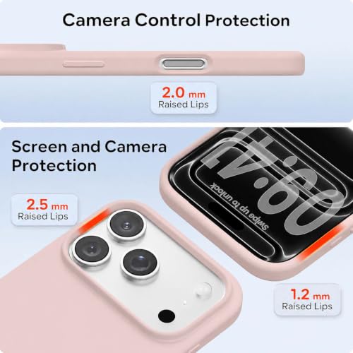 Image of DIZORO Compatible with iPhone 17 Pro Case (2025), Liquid Silicone 3 Layers Full Covered Soft Gel Rubber Shockproof Protective Cover with Anti-Scratch Microfiber Lining - Sand Pink