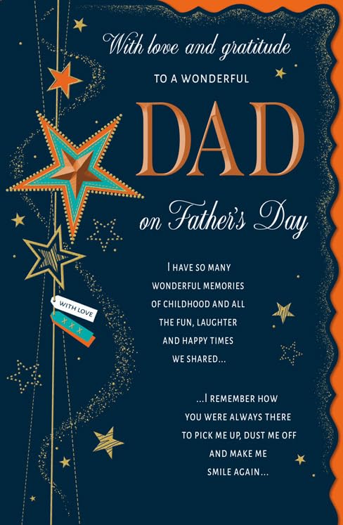 Father's Day Card, With Love and Gratitude To a Wonderful Dad - 12 x 8 inches - Regal Publishing