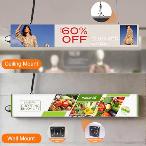 Image of LEDLightsWorld P1.86 LED Digital Signage Bar Display, 37.8 inch x 6.3 inch Full Color Programmable Scrolling LED Message Board with App Control, Commercial Advertising Screen for Store Windows, Retail Shops, Restaurants