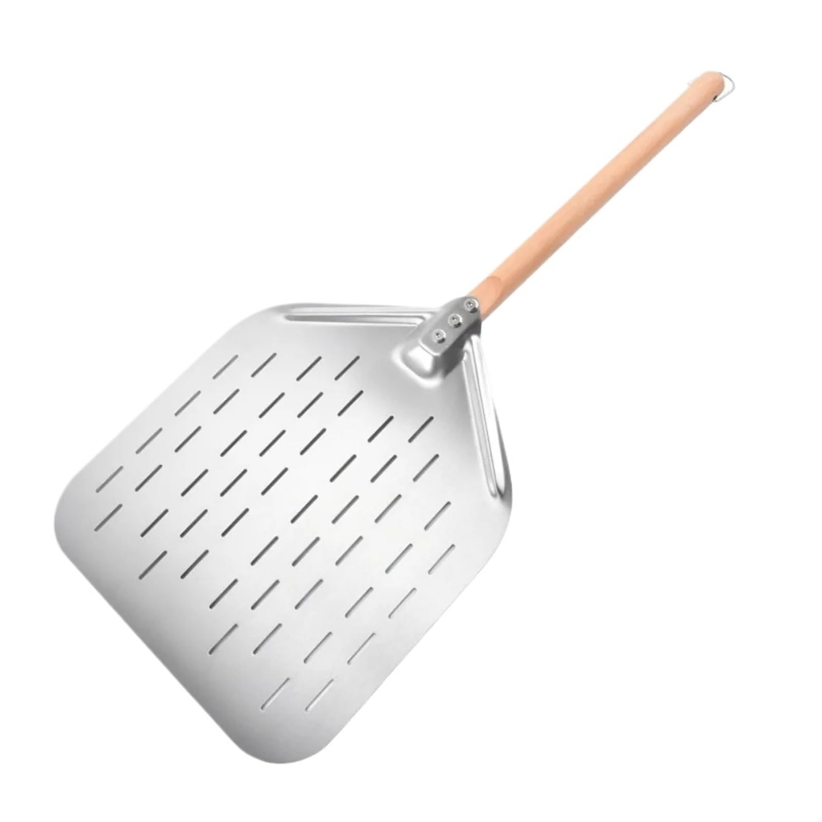 Generico Pala for pizza da 12 pollici in acciaio inossidabile con manico in legno perforato