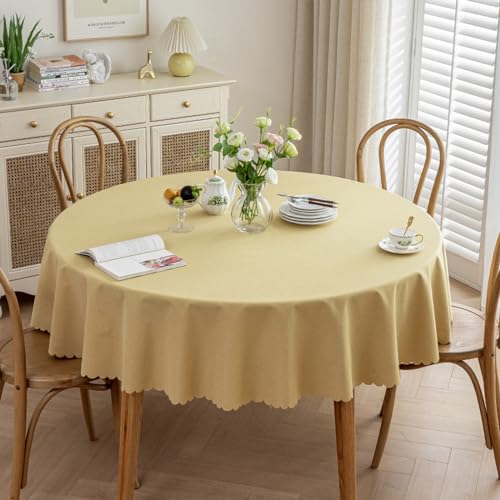 Nappe imperméable en coton et lin jaune 160x160cm pour table carrée
