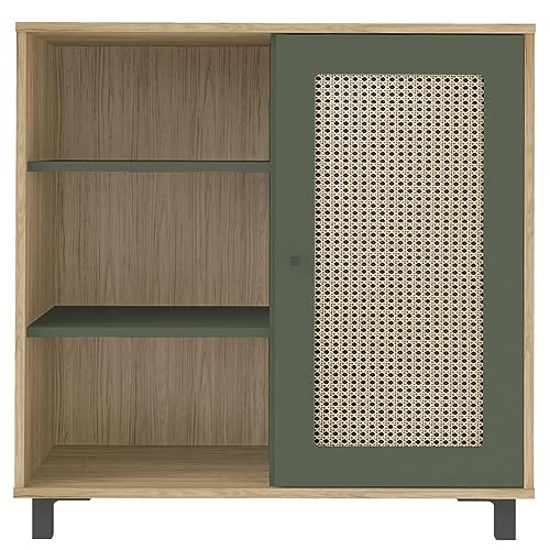 Buffet com porta de abrir e prateleiras Charlotte cor Carvalho c/Menta - Artely