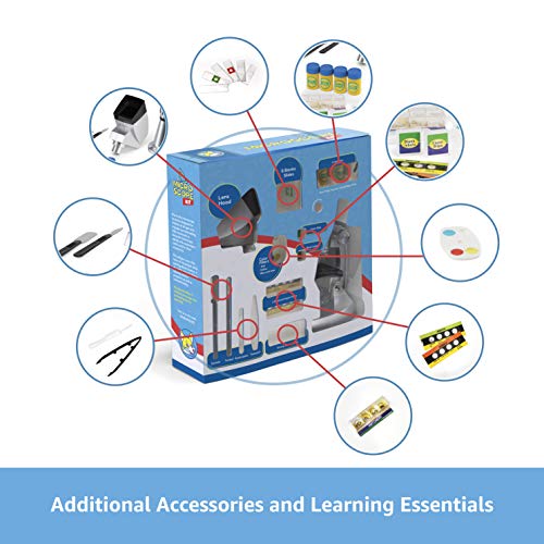Play Brainy Kids Microscope Kit, 33-Pc. Set, Specimen and Blank Slides, Live Shrimp Hatchery, Projector, Tools and Accessories, Early Learning STEM Science, 50x-1200x Zoom