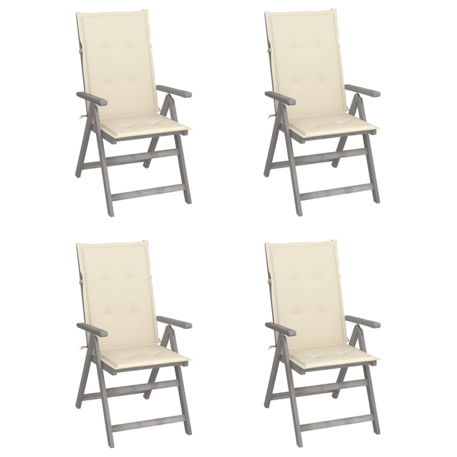 Chaise de jardin réglable en bois lot de 4 fauteuils d'extérieur à dossier haut acacia gris