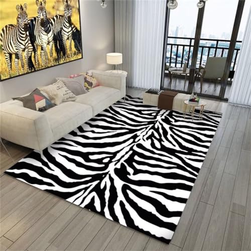 Tapis pour adolescent lavable et résistant motif zèbre bicolore - 2