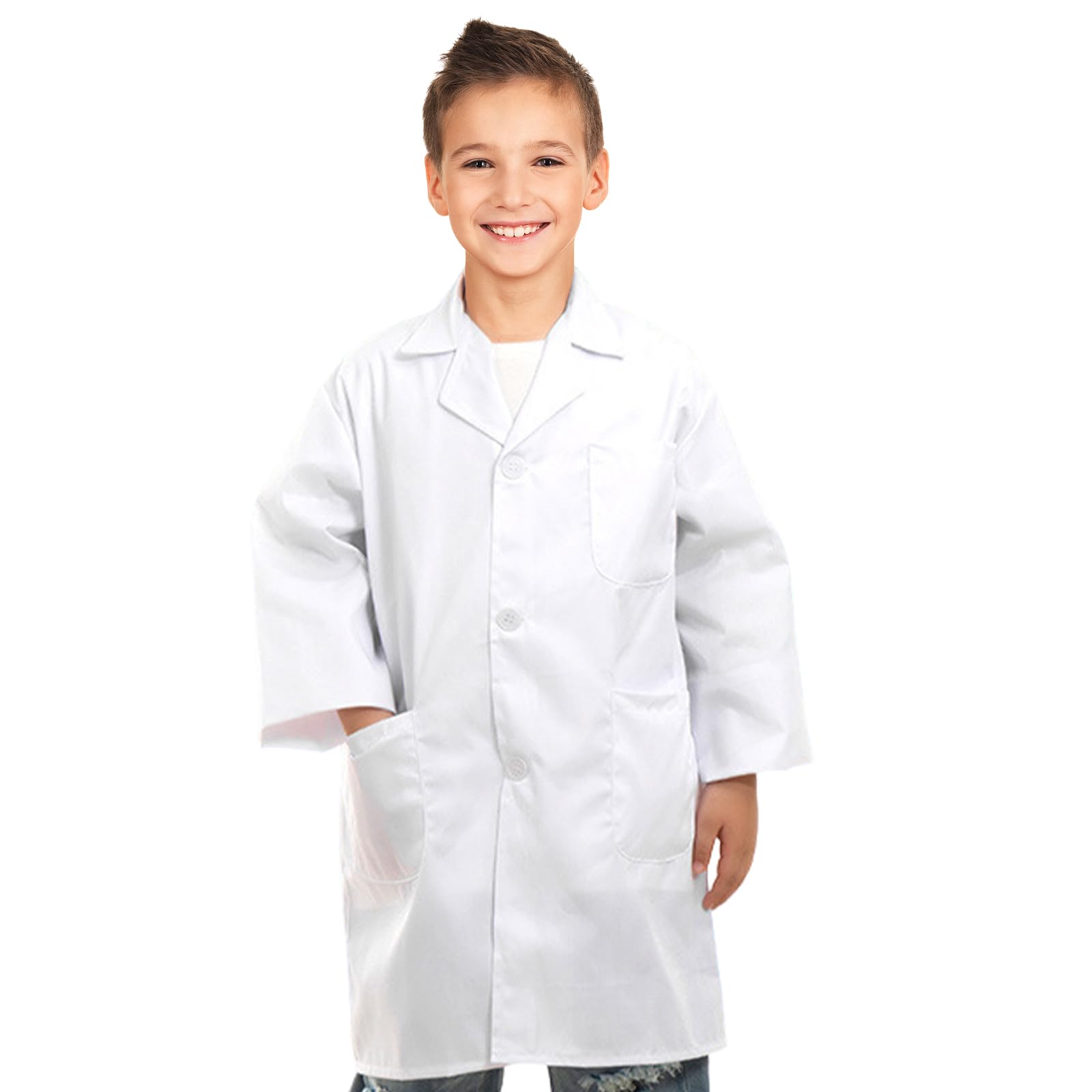 Viksaun Unisex Kids White Kids Scientist Costume Set - Nurse Doctor Lab Coat For Children's Role Play, School Student Science, Vet, Fancy Dress (White)