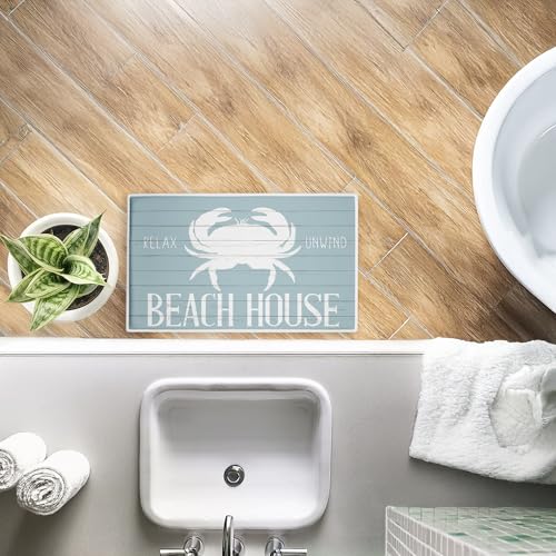 Stupell Industries Beach House Entry Crab Plush Bathroom Mat & Bath Rug, Soft Quick-Dry Non-Slip Bathroom Rug with Recycled Foam Cushion, Coastal Beach House Nautical Design by Kim Allen, 18"x30" - Image 5