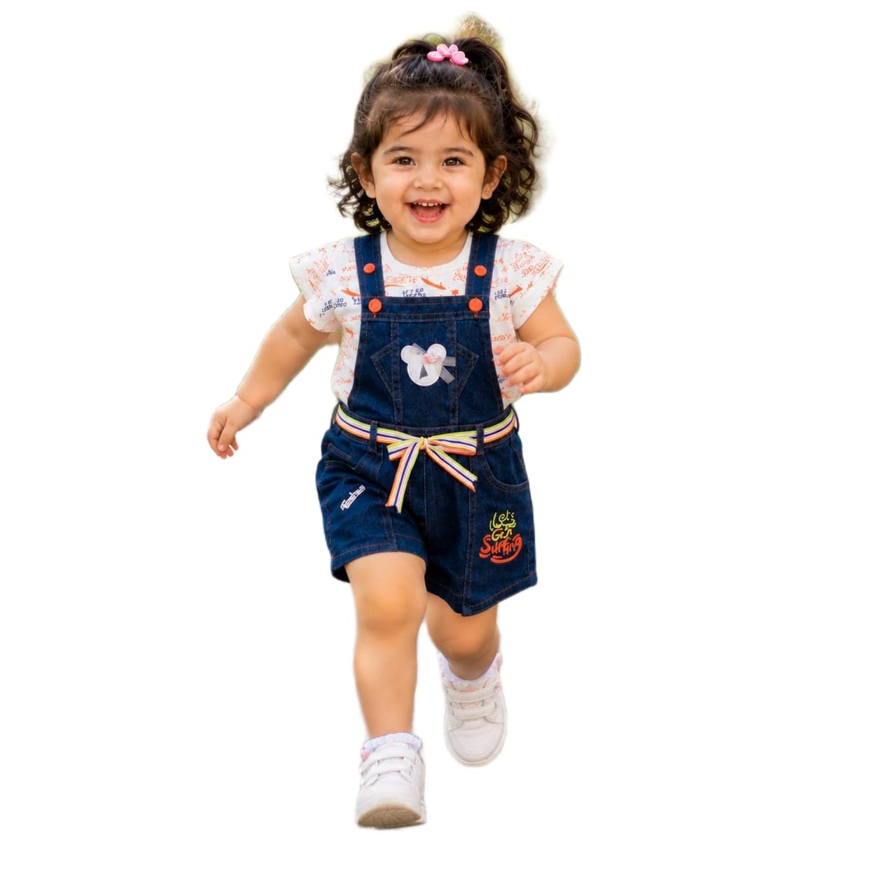 Kids Denim Dungree with Hosiery Printed Top Half Sleeves Adjustable Straps & Button Closures Comfortable Durable & Regular Fit-picture-53