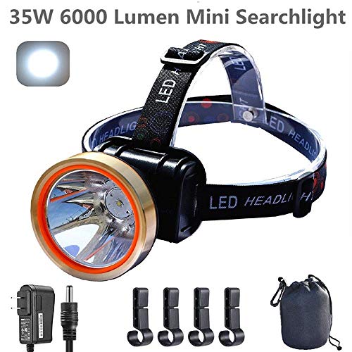 Headlamp,35W LED Super Bright Beam Spotlight,CREE 6000 Lumen 18650 Rechargeable Waterproof Searchlight Flashlight