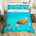 Loussiesd Blue Ocean Set copripiumino singolo 3D Turtle Bedding Set Hawaii Sea Beach decorativo in microfibra con 1 federa per cuscino, cerniera, morbido blu leggero 2 pezzi per bambini e ragazze