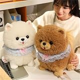 champracer Soft Pomeranian Hund Kuscheltier, süßes weiches Plüsch-Spielzeug,realistisches Pommern Plüsch schönes Tier niedliche und weiche Geschenke Hund,für gemütliches Spielen (25Cm,White)