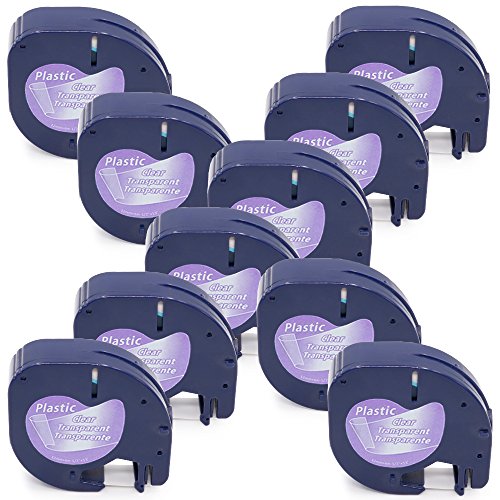 Dymo LetraTag 12mm x 4m LT-Kunststoffband, Markurlife kompatibel Dymo S0721550, Dymo 16951, schwarz auf transparent, 12 mm x 4 m, für Dymo LetraTag LT-100H, LT-100T/Plus, LT-110T, QX50, XR, 10 Rolle