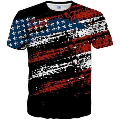 Hgvoetty T-Shirts 4th of July Men Shirts Unisex 3D Printed USA Flag Tops Tees Shirts S Cover