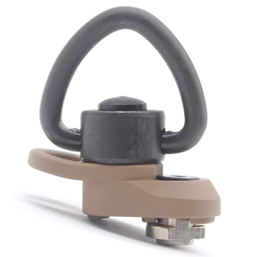 TRIROCK Sling Swivel Heart-Shape Loop with FDE color Push Button QD Base & Sling Mount with a Hole for Snap Clip Hook Spring