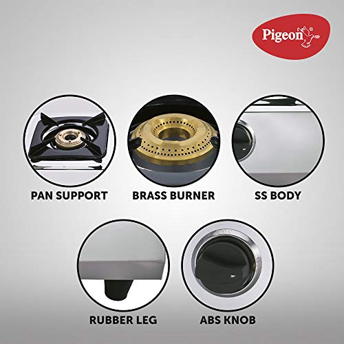 Pigeon by Stovekraft Maxima Stainless Steel 2 Burner Gas Stove with Brass Burners, Manual Ignition, standard 12312 (Silver) - Image 6