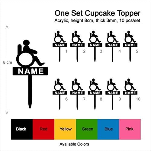 TA0624 Patient Silhouette Party Wedding Birthday Acrylic Cupcake Toppers Decor 10 pcs with Personalized Your Name