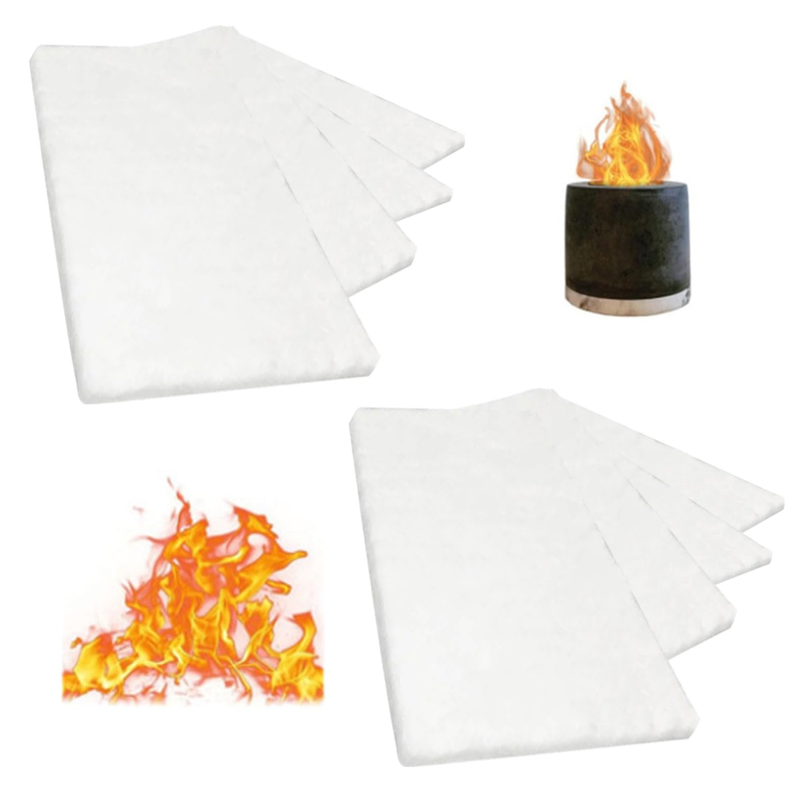 Hjydgj White 8 Pieces Ceramic Wool Indoor Bio Ethanol Fireplace - Ceramic Wool Sponge Replacement Wick - 12 × 8 Inches