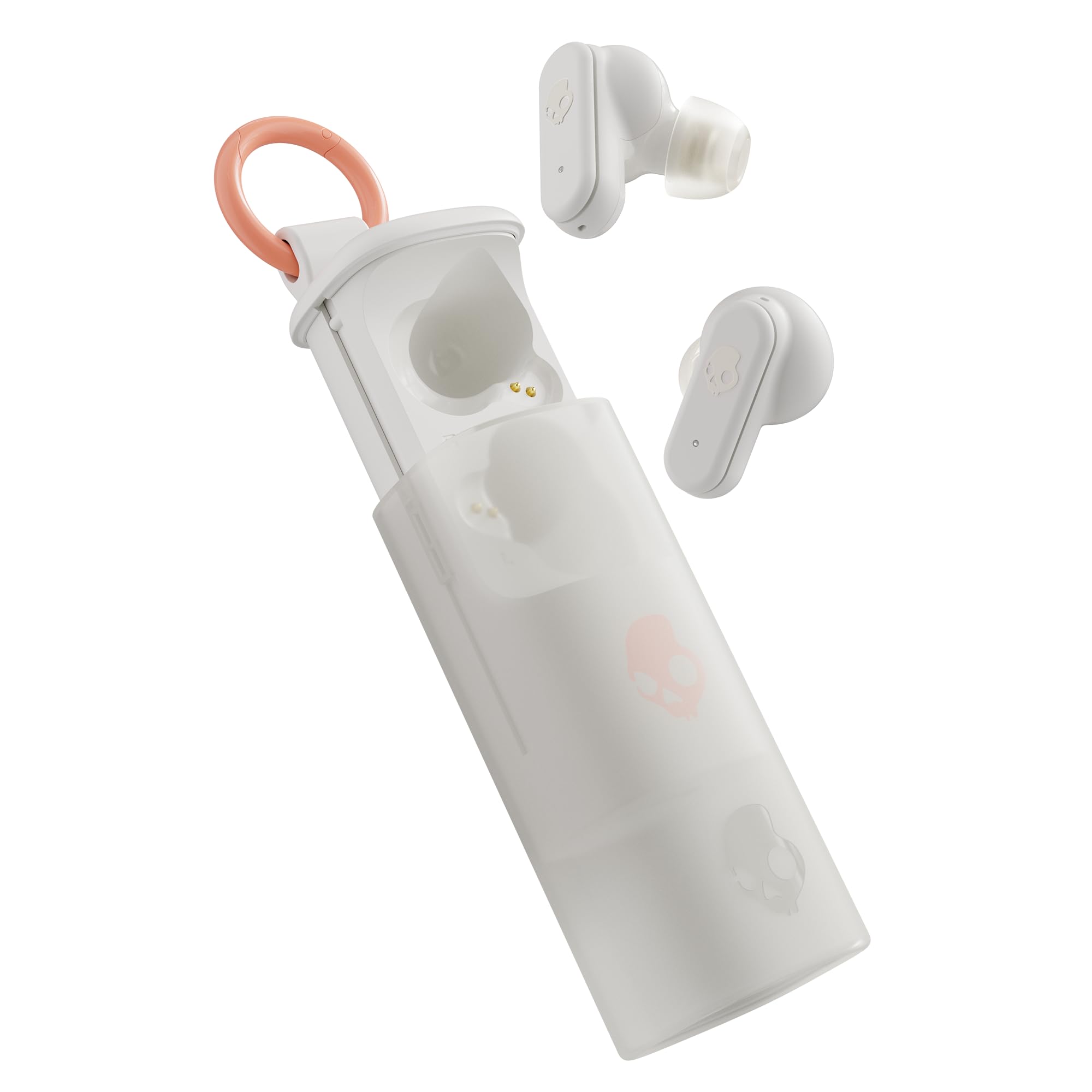 Skullcandy Dime Evo Wireless Earbuds, Bluetooth Headphones, Noise Isolating Fit, Up to 36 Hours Battery, Microphone for iPhone Android, Easy Carry with Clip-Anywhere Case - Bone
