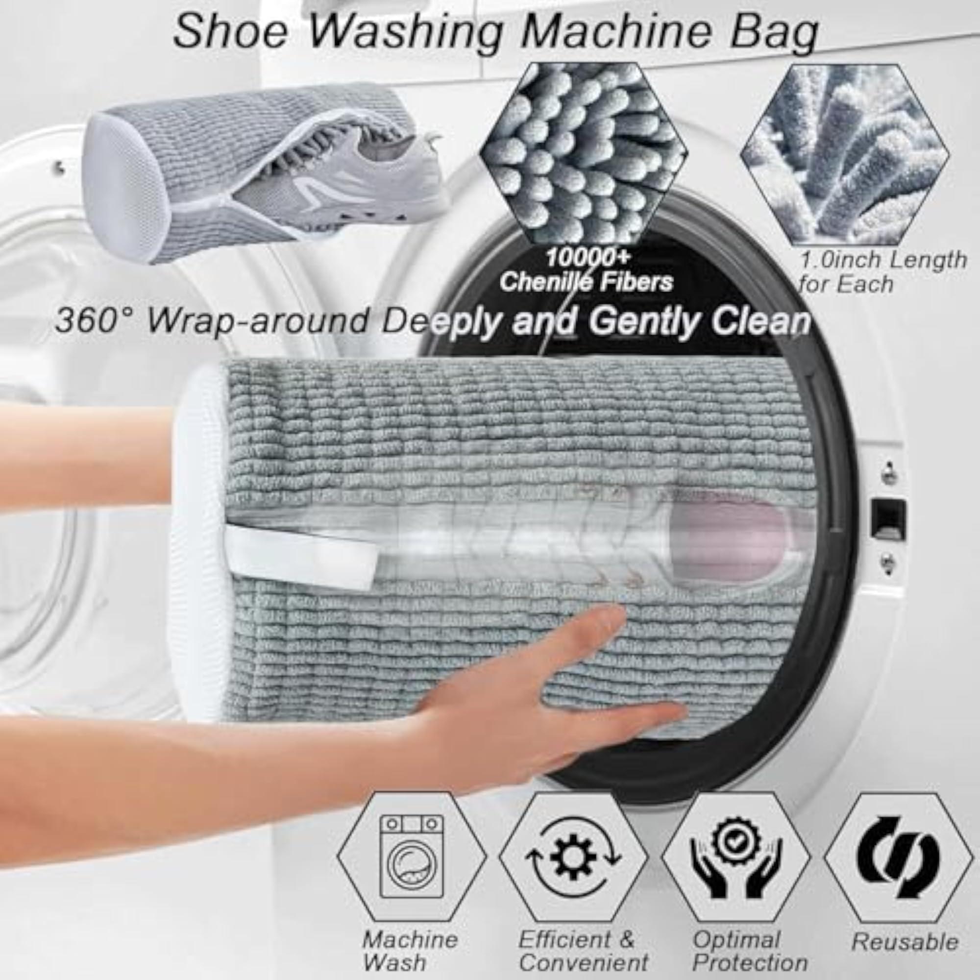 Shoe Washing Machine Bag, Reusable Plush Washer & Dryer Bag