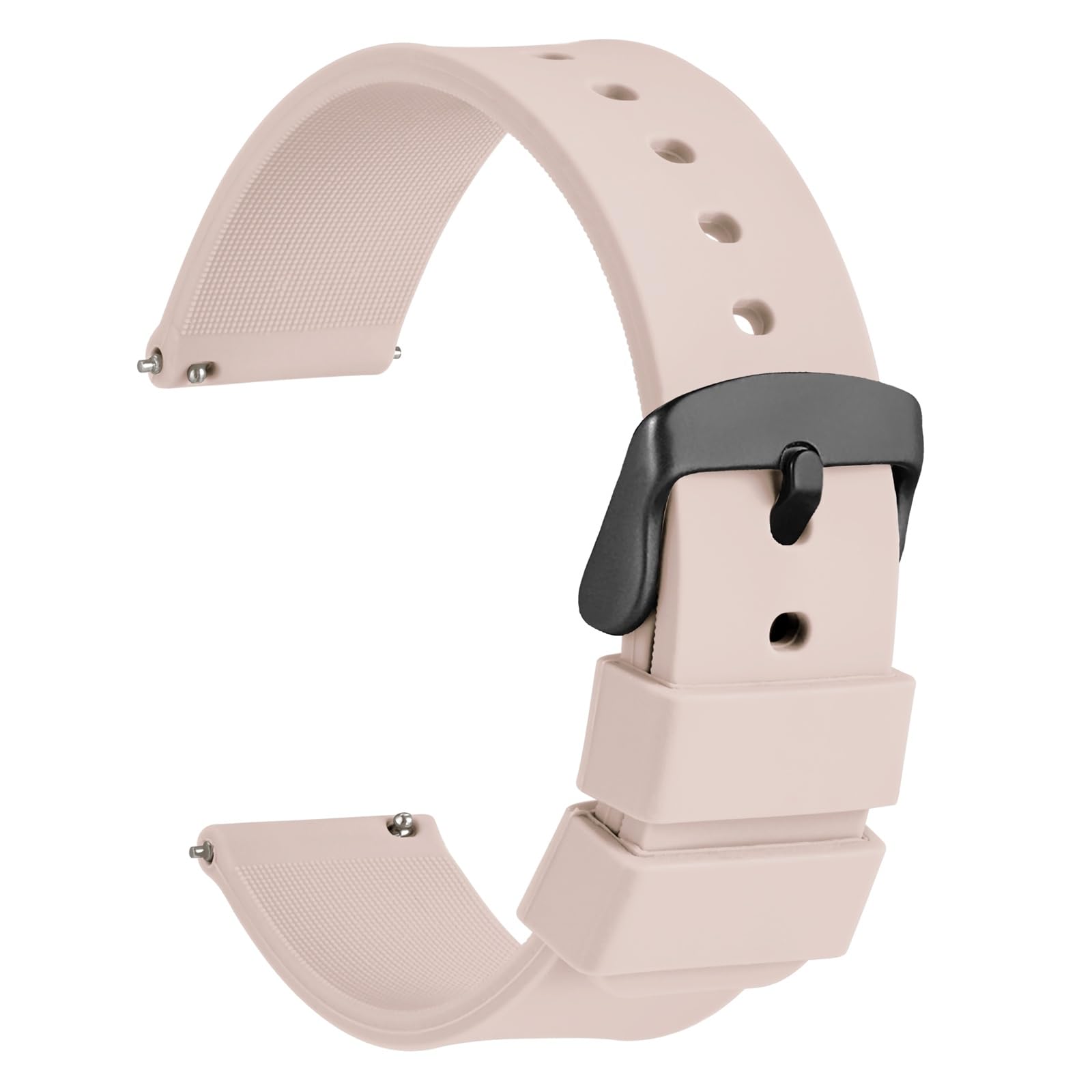 WOCCI 24mm Silicone Watch Band, Quick Release Rubber Replacement Strap with Black Stainless Steel Buckle (Black) — view 28