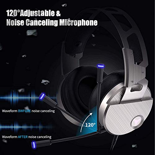 Qcoqce Gaming Headset-3D Surround Sound Headphones, Adjustable Noise Cancelling Mic, Led Light, Xbox One Headset With Aluminum Frame For Nintendo Switch, Pc, Mac #TOP2