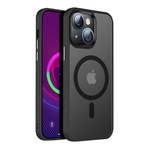 【米軍規格・MagSafe対応】Gtsoho iPhone 14 ケース iPhone 13用 ケース 半透明 マグネット搭載 ワイヤレス充電 耐衝撃 耐久性 全面保護 黄ばみなし ストラップホール付き イフォン13 / 14用 カバー マグセーフ対応 ブラック