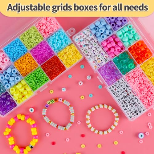 Image of IOOLEEM 15 Grids Plastic Bead Organizer Box, Multi-color Organizer Container Storage Box, Adjustable Dividers for bead arts and crafts.(4 Pack)