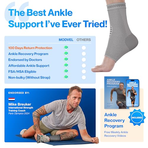 Image of Modvel Foot & Ankle Brace Socks for Sprained Ankle Compression Sleeve - Foot Support for Women & Men - Tendonitis & Arthritis Ankle Brace Sports Running, Torn Ligaments & Women Stabilizing Ankle Wrap