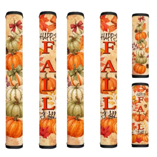 Image of Fall Refrigerator Door Handle Covers Set of 6 Pumpkin Print Electric Appliance Handle Covers Anti-Slip Fridge Gloves Heat Proof Microwave Fall Kitchen Decoration