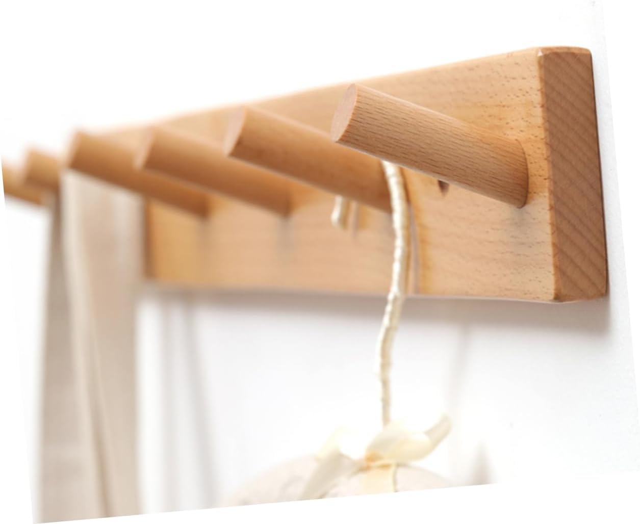 Ipetboom Wooden Wall Peg Rack Solid Wood Coat and Hat Hanger Multipurpose Organizer for Entryway Bathroom Kitchen Easy Install Space Saving Design Natural Finish