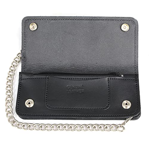 Milwaukee Leather Men's 8” Leather Long Biker Bi-Fold Wallet w/Steel Chain (MLW7812)2