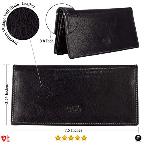 Image of RFID Blocking Mens Genuine leather Bifold Long Wallet