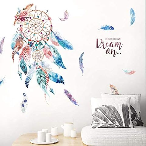 iwallsticker Dreamcatcher Wall Stickers Classic Creative Dream Catcher Feather Art Decal Mural Home Room Decor Cover