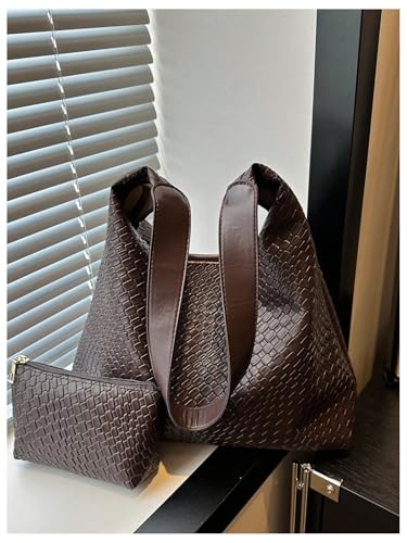 Floerns Women's Woven Leather Crescent Shoulder Bag Top Handle Underarm Purse Handbag2