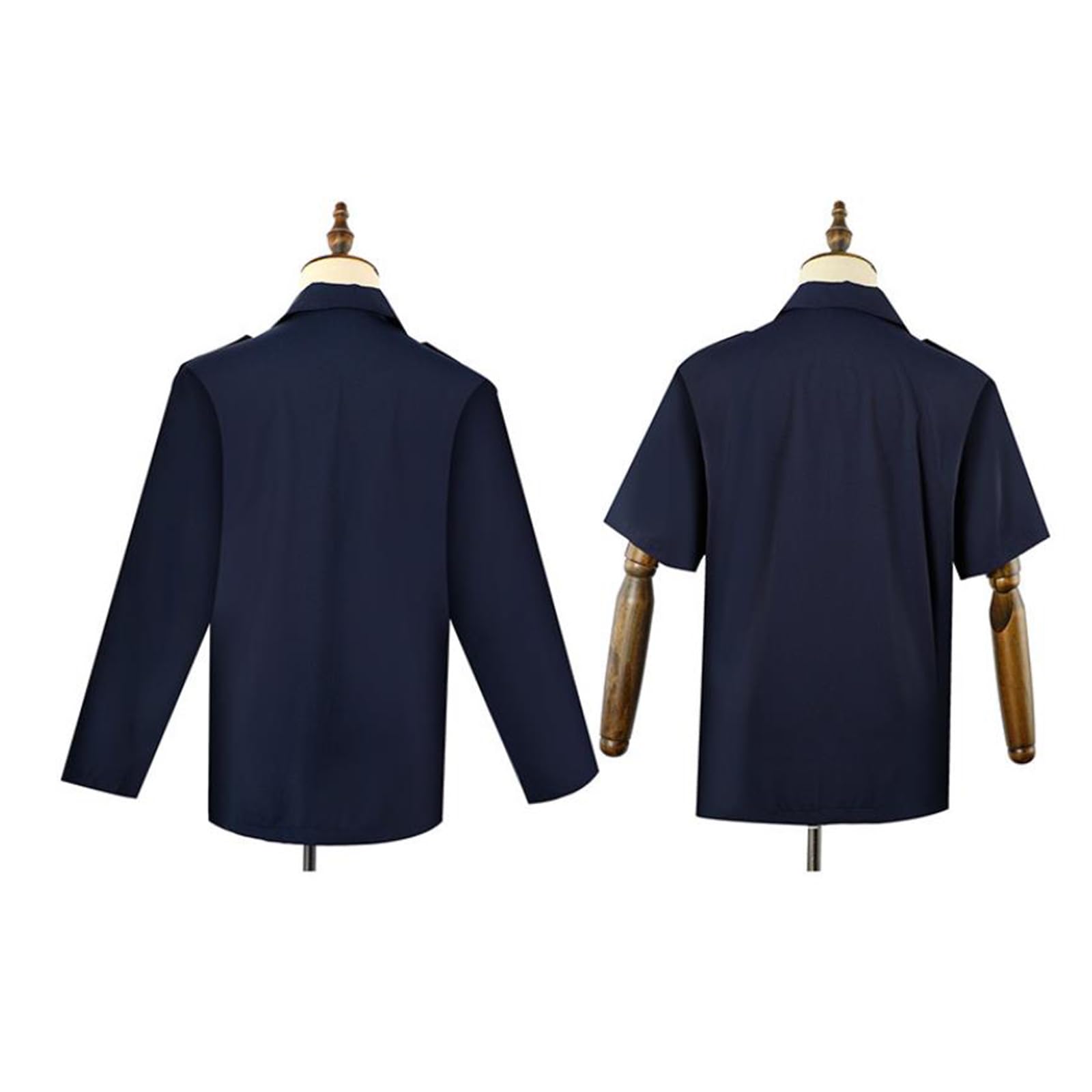 Multiuso Camicia Blu Maniche Corte/Lunghe Button Up Colletto Uniforme di sicurezza Camicetta Casual Abbigliamento da lavoro con tasche con patta Abito professionale