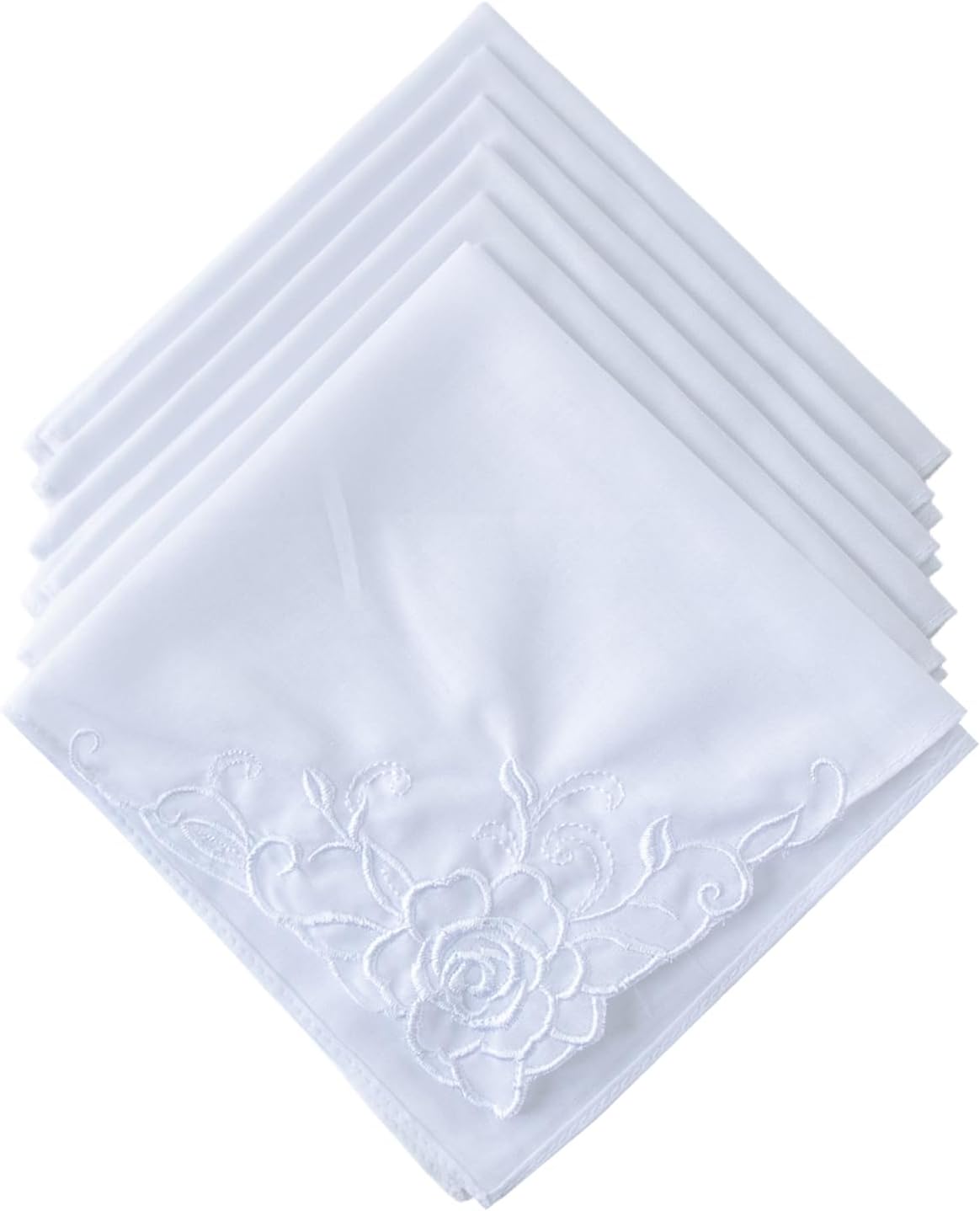 Deeorla Ladies Cotton Lace Handkerchief Womens White Wedding Hankies